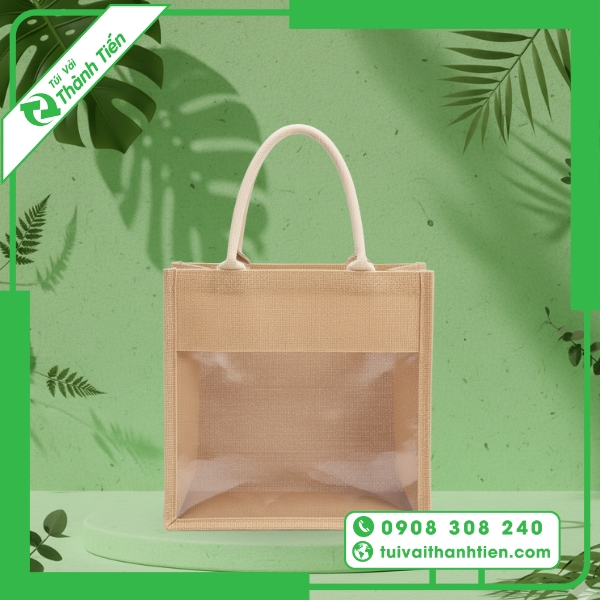 Túi vải linen phối nhựa trong suốt